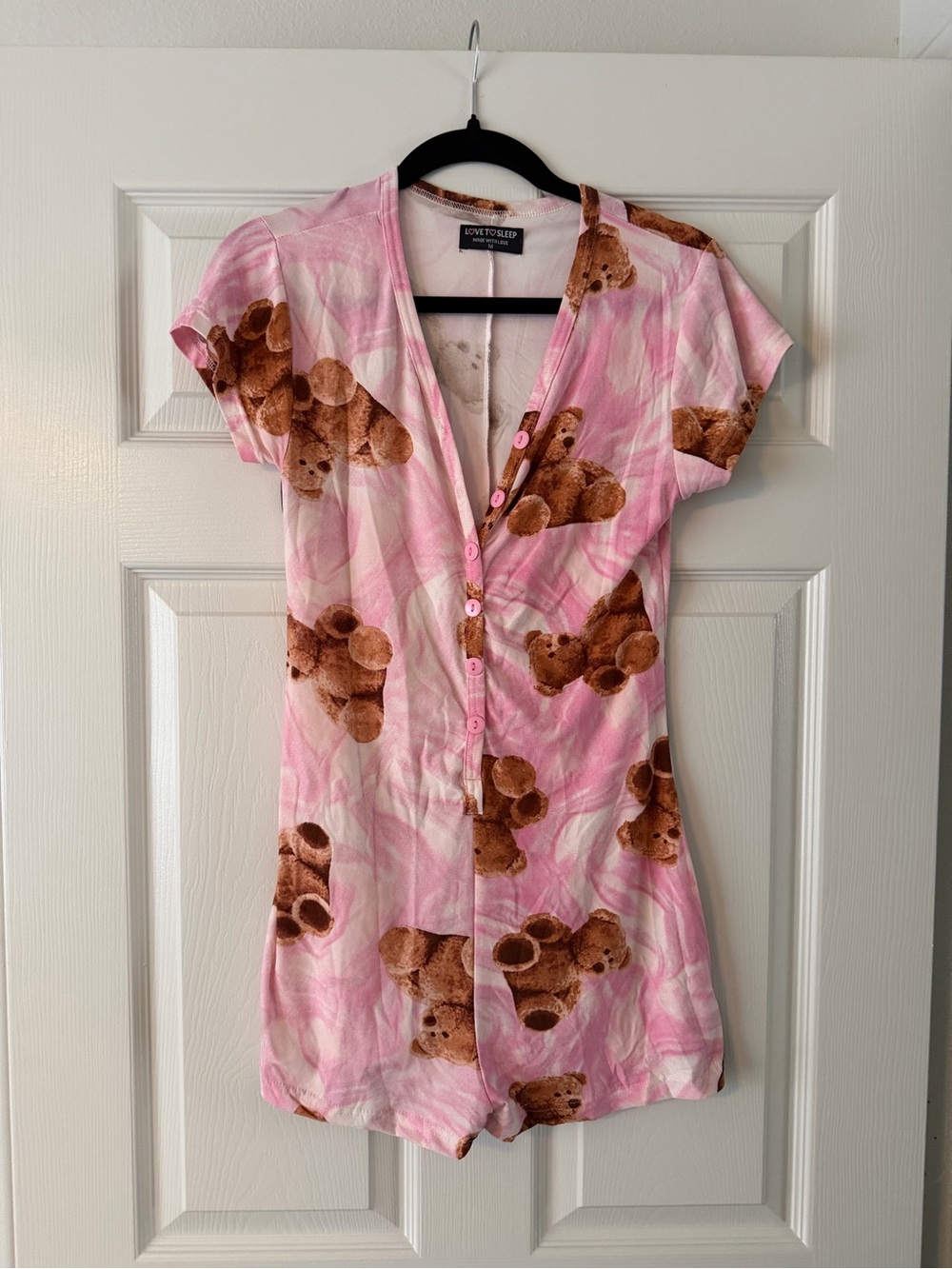 Love to Sleep Teddy Bear Print Romper Size M